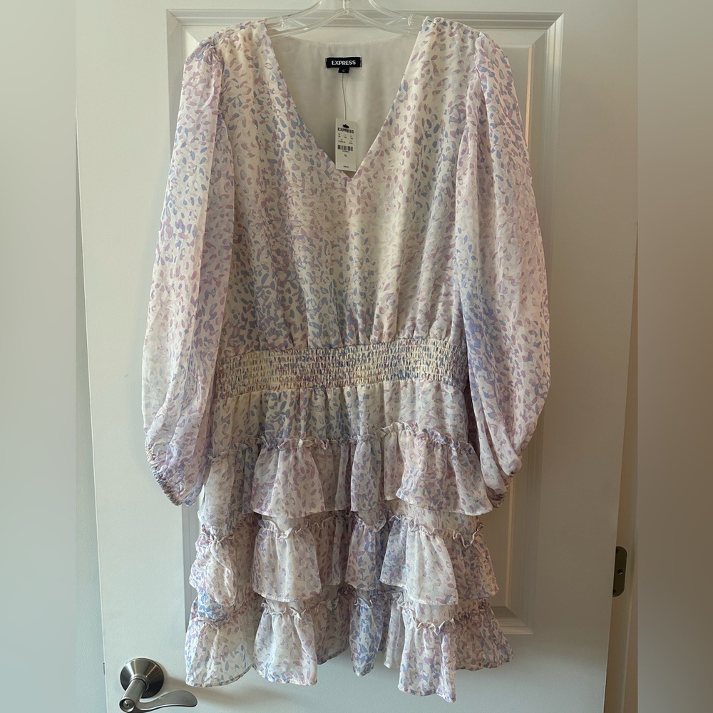Express Lavender and Blue Patterned Dress